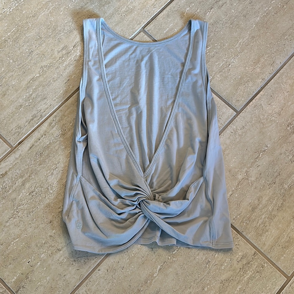 Light gray open back crop tank